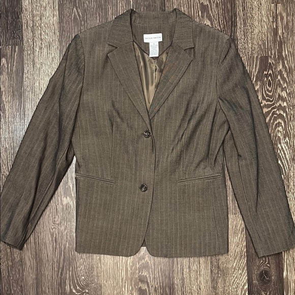 Jaclyn Smith woman’s gray brown 2 button blazer size 10 - Picture 1 of 6